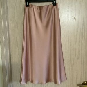 Renee C Solid Satin Midi Skirt, Size S